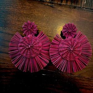 Plum Purple Raffia Fashion Post Earring